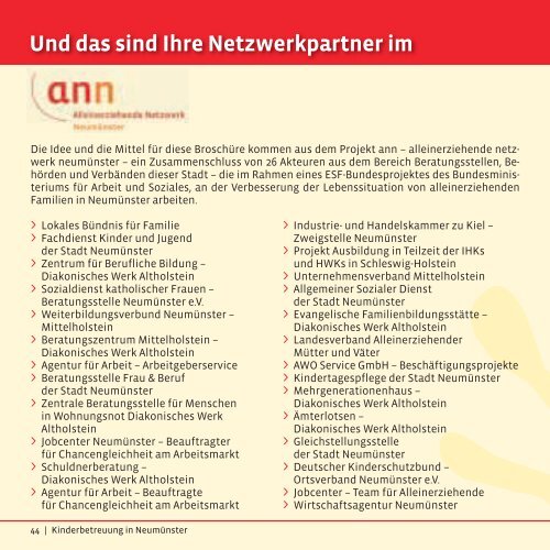 Broschüre - Kinderbetreuung in Neumünster - alleinerziehende ...