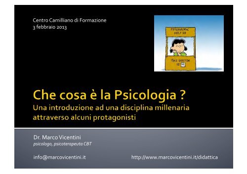 Che cosa è la psicologia? - Marco Vicentini