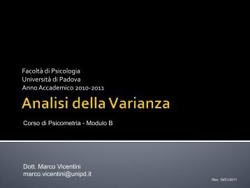 Analisi della varianza - Marco Vicentini