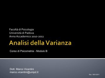 Analisi della varianza - Marco Vicentini