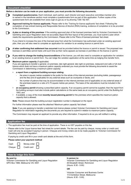 Transfer an existing licence or permit - VCGLR