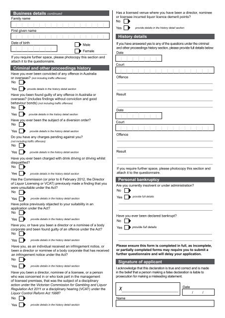 BYO permit application kit - VCGLR