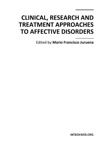 clinical, research and treatment approaches to affective disorders