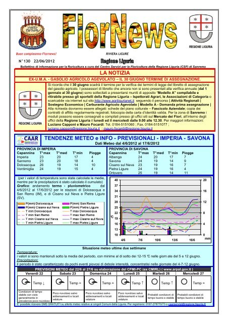 LA NOTIZIA TENDENZE METEO e INFO ... - Agriligurianet