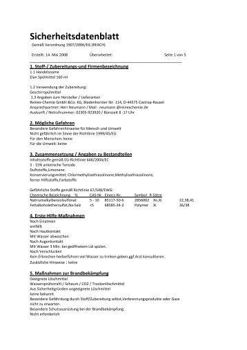 Sicherheitsdatenblatt - Reinex-Chemie.de