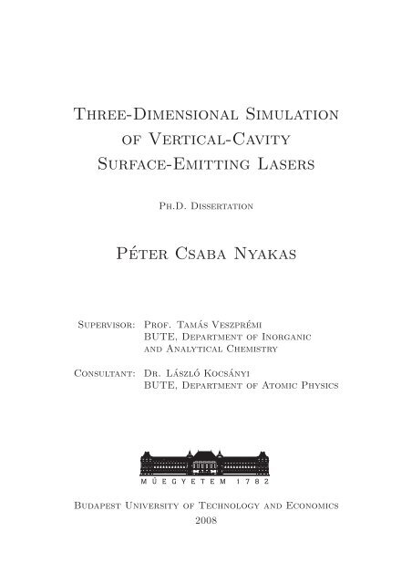 Three-Dimensional Simulation of Vertical-Cavity Surface-Emitting ...