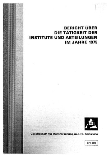 bericht über die tätigkeit der institute und abteilungen im jahre 1975