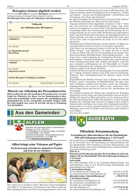 Ausgabe 49/2012 - Verbandsgemeinde Ulmen