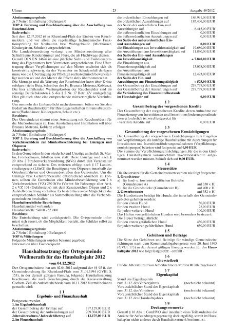 Ausgabe 49/2012 - Verbandsgemeinde Ulmen