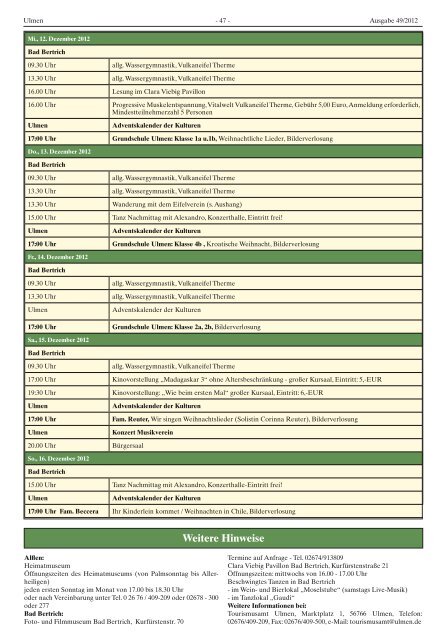 Ausgabe 49/2012 - Verbandsgemeinde Ulmen