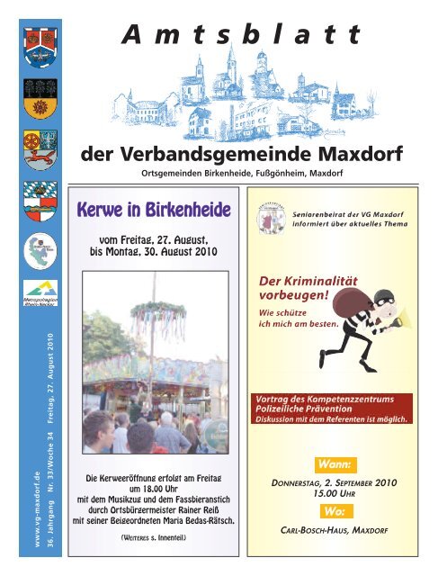 A m t s b l a t t - Verbandsgemeinde Maxdorf