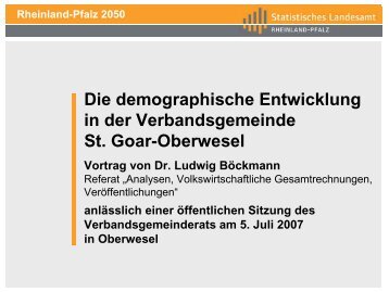 Die demographische Entwicklung in der Verbandsgemeinde St. Goar