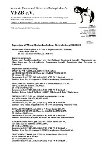 Download Ergebnisliste - VFZB eV Verein der Freunde und Züchter ...