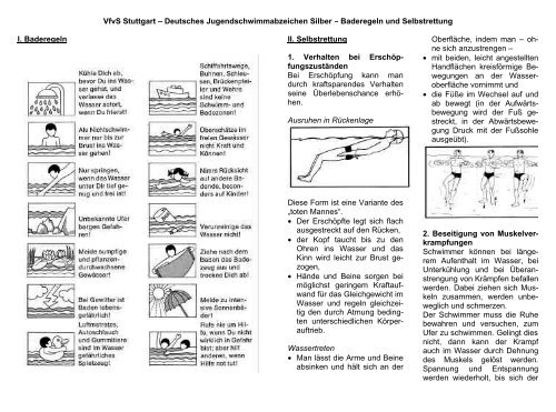 Silber Baderegeln und Selbstrettung