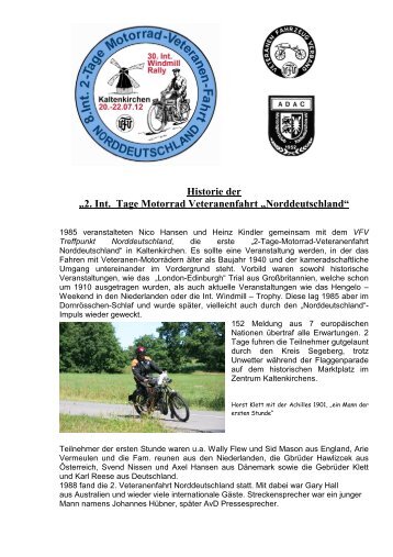 Historie Norddeutschland 2012 lang - Veteranenfahrt ...