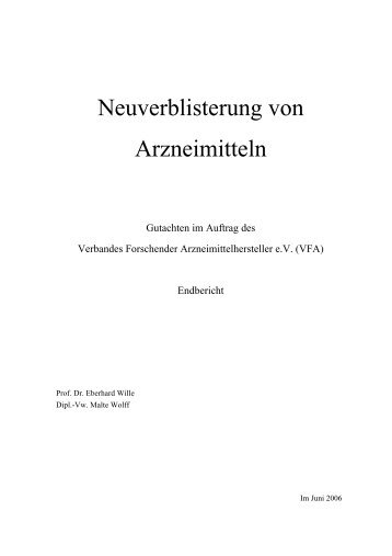 Prof. Dr. Eberhard Wille, "Neuverblisterung von Arzneimitteln - VfA