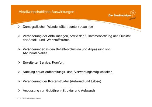 abfallwirtschaftlichen Rahmenbedingungen. - Stadtreiniger Kassel