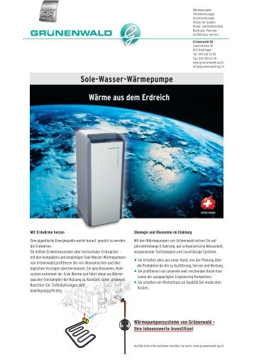 Sole-Wasser Wärmepumpe - Grünenwald AG