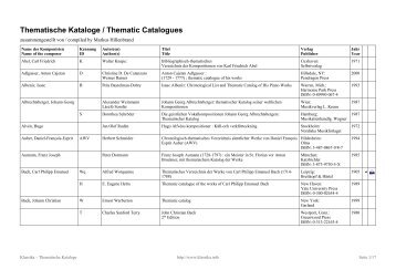Thematische Kataloge / Thematic Catalogues - Klassika