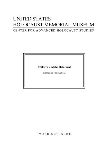 Occasional Paper: Children and the Holocaust. 2004 - United States ...