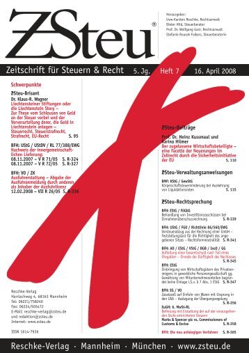 Zeitschrift für Steuern & Recht Reschke-Verlag · Mannheim ...