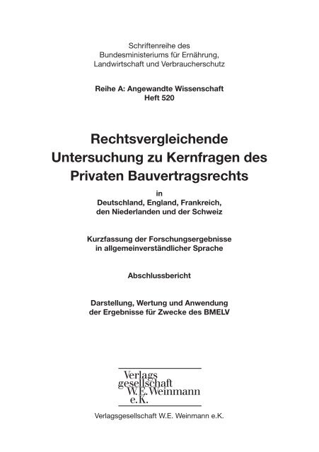 Rechtsvergleichende Untersuchung zu Kernfragen des ... - BMELV