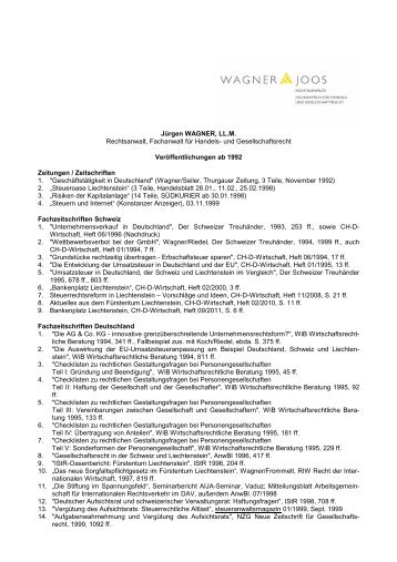 Jürgen WAGNER, Konstanz/Zürich/Vaduz - Wagner-Joos ...