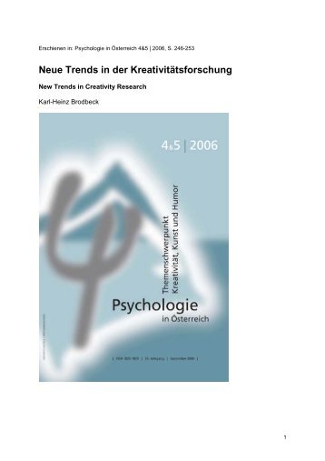 Neue Trends in der Kreativitätsforschung - Karl-Heinz Brodbeck - T ...