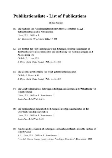 List of Publications - the website of Prof. Dr. Philipp Gütlich ...