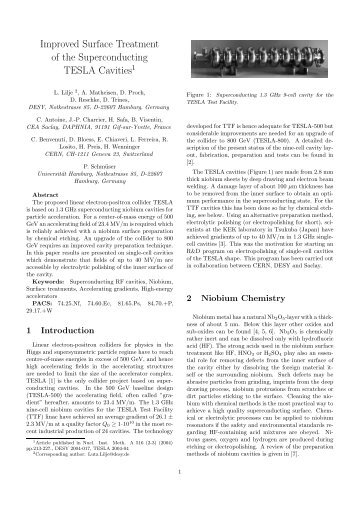 Improved Surface Treatment of the Superconducting TESLA ... - Desy