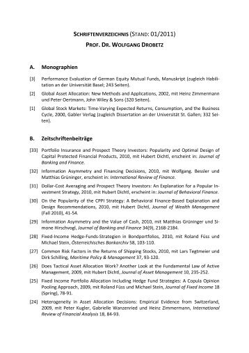 stand : 01/2011 - Lehrstuhl für Unternehmens- und Schiffsfinanzierung