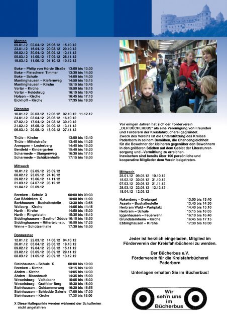 Fahrplan Bücherbus aktuell