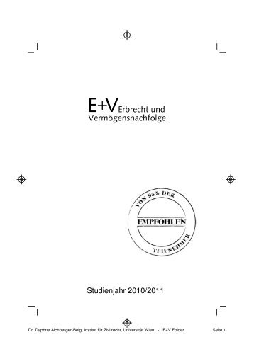 E V Folder 20102011 - Institut für Zivilrecht - Universität Wien