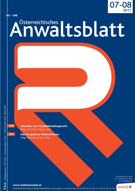 Anwaltsblatt 2011/0708 - Österreichischer Rechtsanwaltskammertag