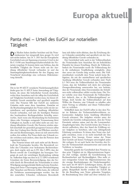 Anwaltsblatt 2011/0708 - Österreichischer Rechtsanwaltskammertag