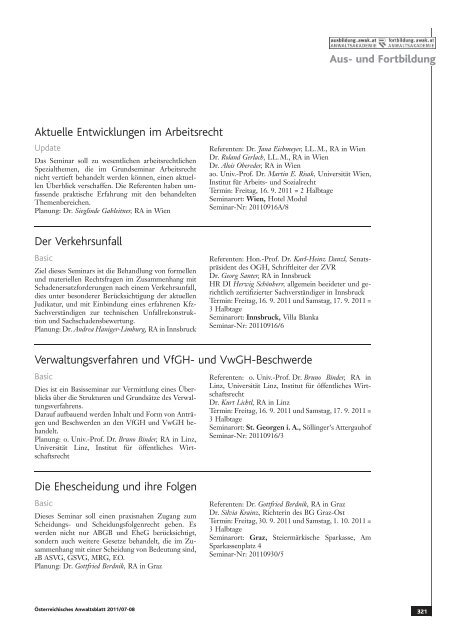 Anwaltsblatt 2011/0708 - Österreichischer Rechtsanwaltskammertag