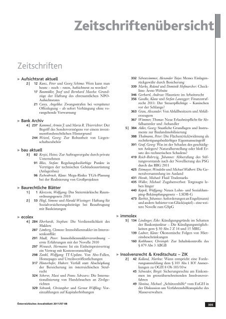 Anwaltsblatt 2011/0708 - Österreichischer Rechtsanwaltskammertag