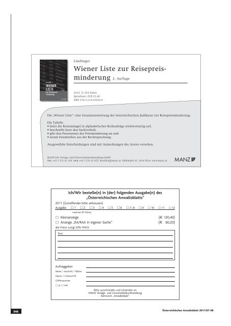 Anwaltsblatt 2011/0708 - Österreichischer Rechtsanwaltskammertag