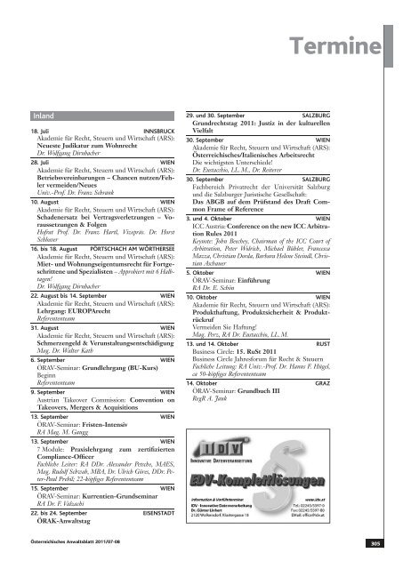 Anwaltsblatt 2011/0708 - Österreichischer Rechtsanwaltskammertag