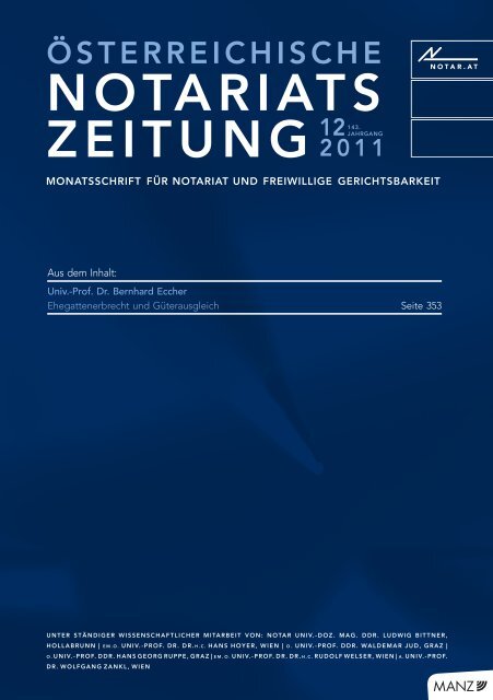 Österreichische Notariatszeitung 12/2011 - Über die Notare