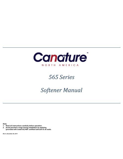 565 Series Softener Manual - Canature