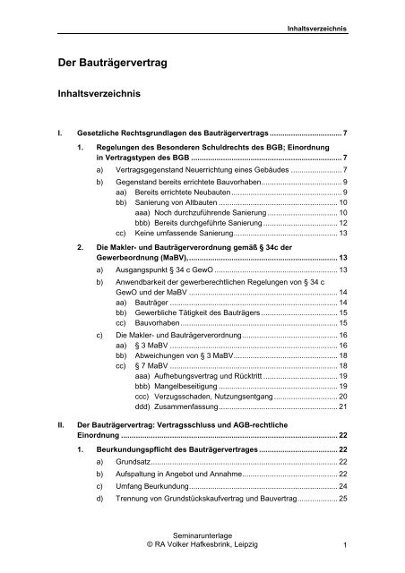 II. Der Bauträgervertrag