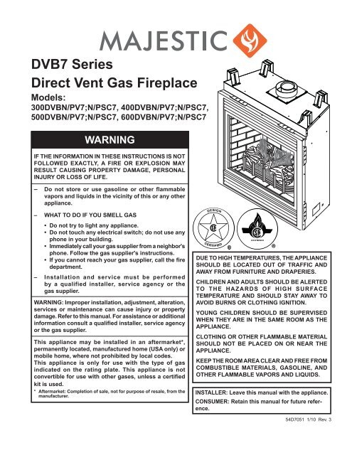 Dvb7 Series Direct Vent Gas Fireplace Models Stillson Fireplaces