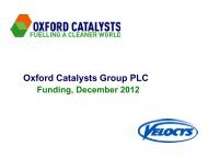 Oxford Catalysts Group PLC Funding, December 2012