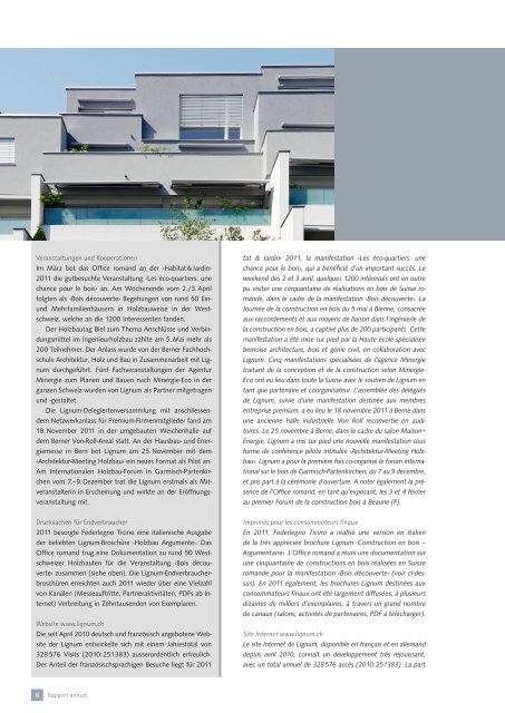 Jahresbericht | Rapport annuel 2011 - Lignum