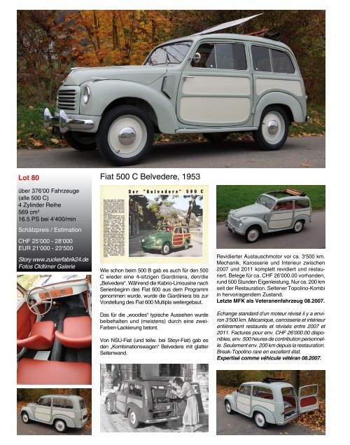 Auktion Vente aux enchères 1. Dezember 2012 - Oldtimer Galerie