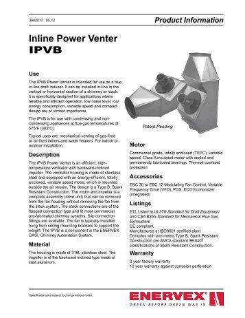 Inline Power Venter IPVB - Enervex