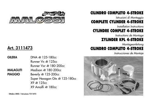 cilindro completo 4-stroke complete cylinder 4-stroke cylindre ...