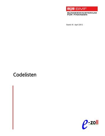 e-zoll - Codelisten (Stand 1. April 2012)
