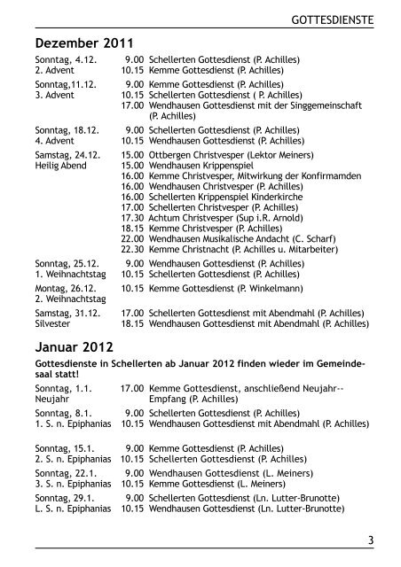 Gemeindebrief Dezember 2011 - Kirchenregion Schellerten